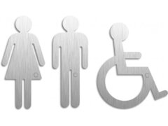 Toilet Signs Woman Man Wheelchair Set of 3 Signs